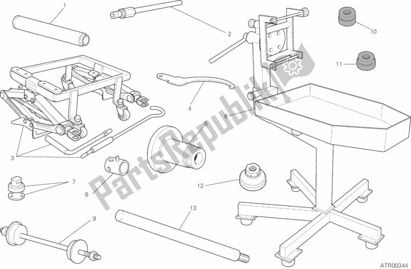 Alle onderdelen voor de Werkplaatsgereedschap (frame) van de Ducati Hypermotard 939 SP USA 2017